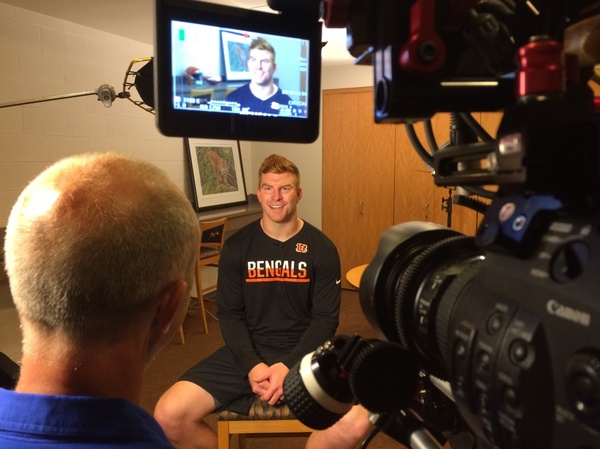 NFL hot shots Andy Dalton of Cincinnati Bengals interviewed by Crews Control Team